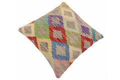 handmade Traditional Pillow Blue Red Hand-Woven SQUARE 100% WOOL Hand woven turkish pillow2' x 2'