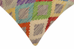 handmade Traditional Pillow Blue Red Hand-Woven SQUARE 100% WOOL Hand woven turkish pillow2' x 2'