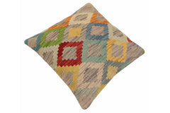 handmade Traditional Pillow Blue Red Hand-Woven SQUARE 100% WOOL Hand woven turkish pillow2' x 2'