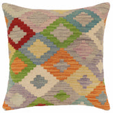 handmade Traditional Pillow Blue Red Hand-Woven SQUARE 100% WOOL Hand woven turkish pillow2' x 2'