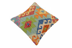 handmade Traditional Pillow Blue Rust Hand-Woven SQUARE 100% WOOL Hand woven turkish pillow2' x 2'