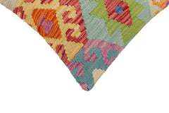 handmade Traditional Pillow Blue Rust Hand-Woven SQUARE 100% WOOL Hand woven turkish pillow2' x 2'