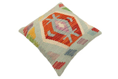 handmade Traditional Pillow Blue Rust Hand-Woven SQUARE 100% WOOL Hand woven turkish pillow2' x 2'