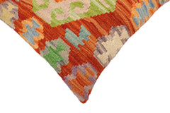 handmade Traditional Pillow Rust Blue Hand-Woven SQUARE 100% WOOL Hand woven turkish pillow2' x 2'