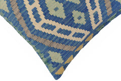 handmade Traditional Pillow Blue Gray Hand-Woven SQUARE 100% WOOL Hand woven turkish pillow2' x 2'