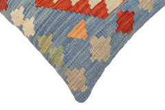 handmade Traditional Pillow Blue Rust Hand-Woven SQUARE 100% WOOL Hand woven turkish pillow2' x 2'