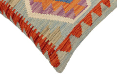 handmade Traditional Pillow Blue Rust Hand-Woven SQUARE 100% WOOL Hand woven turkish pillow2' x 2'