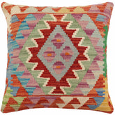 handmade Traditional Pillow Rust Blue Hand-Woven SQUARE 100% WOOL Hand woven turkish pillow2' x 2'