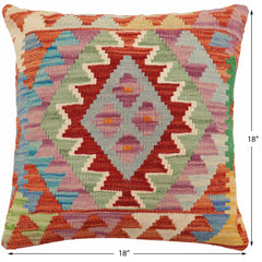handmade Traditional Pillow Rust Blue Hand-Woven SQUARE 100% WOOL Hand woven turkish pillow2' x 2'