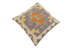 handmade Traditional Pillow Gray Beige Hand-Woven SQUARE 100% WOOL Hand woven turkish pillow2' x 2'