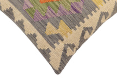 handmade Traditional Pillow Gray Beige Hand-Woven SQUARE 100% WOOL Hand woven turkish pillow2' x 2'