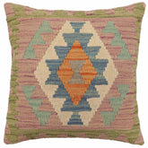 handmade Traditional Pillow Blue Green Hand-Woven SQUARE 100% WOOL Hand woven turkish pillow2' x 2'