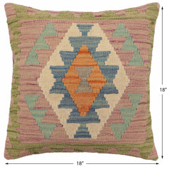 handmade Traditional Pillow Blue Green Hand-Woven SQUARE 100% WOOL Hand woven turkish pillow2' x 2'