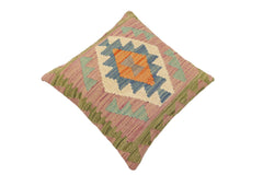 handmade Traditional Pillow Blue Green Hand-Woven SQUARE 100% WOOL Hand woven turkish pillow2' x 2'