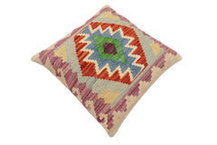 handmade Traditional Pillow Rust Blue Hand-Woven SQUARE 100% WOOL Hand woven turkish pillow2' x 2'