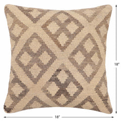 handmade Traditional Pillow Beige Brown Hand-Woven SQUARE 100% WOOL Hand woven turkish pillow2' x 2'