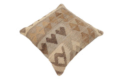 handmade Traditional Pillow Beige Gray Hand-Woven SQUARE 100% WOOL Hand woven turkish pillow2' x 2'