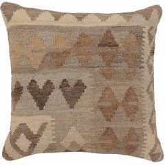 handmade Traditional Pillow Beige Gray Hand-Woven SQUARE 100% WOOL Hand woven turkish pillow2' x 2'