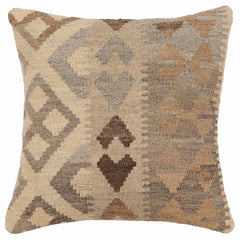 handmade Traditional Pillow Beige Gray Hand-Woven SQUARE 100% WOOL Hand woven turkish pillow2' x 2'