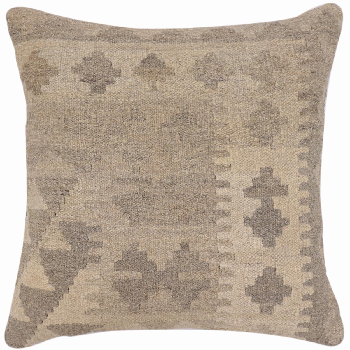 handmade Traditional Pillow Beige Brown Hand-Woven SQUARE 100% WOOL Hand woven turkish pillow2' x 2'