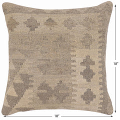 handmade Traditional Pillow Beige Brown Hand-Woven SQUARE 100% WOOL Hand woven turkish pillow2' x 2'
