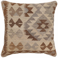 handmade Traditional Pillow Beige Gray Hand-Woven SQUARE 100% WOOL Hand woven turkish pillow2' x 2'