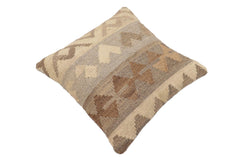 handmade Traditional Pillow Beige Gray Hand-Woven SQUARE 100% WOOL Hand woven turkish pillow2' x 2'