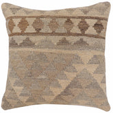 handmade Traditional Pillow Beige Gray Hand-Woven SQUARE 100% WOOL Hand woven turkish pillow2' x 2'