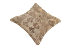 handmade Traditional Pillow Beige Gray Hand-Woven SQUARE 100% WOOL Hand woven turkish pillow2' x 2'