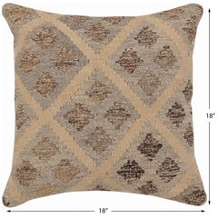 handmade Traditional Pillow Beige Gray Hand-Woven SQUARE 100% WOOL Hand woven turkish pillow2' x 2'
