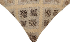 handmade Traditional Pillow Beige Gray Hand-Woven SQUARE 100% WOOL Hand woven turkish pillow2' x 2'