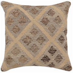 handmade Traditional Pillow Beige Gray Hand-Woven SQUARE 100% WOOL Hand woven turkish pillow2' x 2'