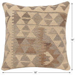 handmade Traditional Pillow Beige Gray Hand-Woven SQUARE 100% WOOL Hand woven turkish pillow2' x 2'
