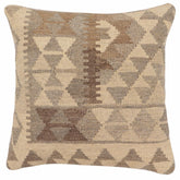 handmade Traditional Pillow Beige Gray Hand-Woven SQUARE 100% WOOL Hand woven turkish pillow2' x 2'