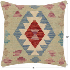 handmade Traditional Pillow Red Blue Hand-Woven SQUARE 100% WOOL Hand woven turkish pillow2' x 2'