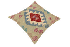 handmade Traditional Pillow Red Blue Hand-Woven SQUARE 100% WOOL Hand woven turkish pillow2' x 2'