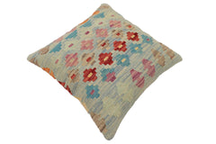 handmade Traditional Pillow Blue Red Hand-Woven SQUARE 100% WOOL Hand woven turkish pillow2' x 2'