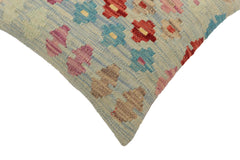 handmade Traditional Pillow Blue Red Hand-Woven SQUARE 100% WOOL Hand woven turkish pillow2' x 2'
