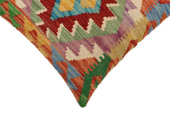 handmade Traditional Pillow Rust Blue Hand-Woven SQUARE 100% WOOL Hand woven turkish pillow2' x 2'