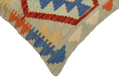handmade Traditional Pillow Blue Rust Hand-Woven SQUARE 100% WOOL Hand woven turkish pillow2' x 2'