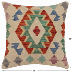 handmade Traditional Pillow Beige Rust Hand-Woven SQUARE 100% WOOL Hand woven turkish pillow2' x 2'