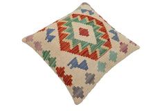 handmade Traditional Pillow Beige Rust Hand-Woven SQUARE 100% WOOL Hand woven turkish pillow2' x 2'