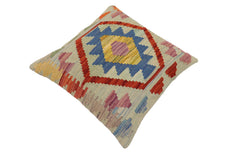 handmade Traditional Pillow Blue Rust Hand-Woven SQUARE 100% WOOL Hand woven turkish pillow2' x 2'
