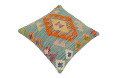 handmade Traditional Pillow Blue Rust Hand-Woven SQUARE 100% WOOL Hand woven turkish pillow2' x 2'