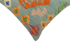 handmade Traditional Pillow Blue Rust Hand-Woven SQUARE 100% WOOL Hand woven turkish pillow2' x 2'