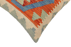 handmade Traditional Pillow Rust Blue Hand-Woven SQUARE 100% WOOL Hand woven turkish pillow2' x 2'