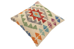 handmade Traditional Pillow Beige Red Hand-Woven SQUARE 100% WOOL Hand woven turkish pillow2' x 2'