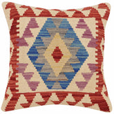 handmade Traditional Pillow Beige Red Hand-Woven SQUARE 100% WOOL Hand woven turkish pillow2' x 2'