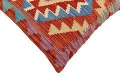 handmade Traditional Pillow Rust Blue Hand-Woven SQUARE 100% WOOL Hand woven turkish pillow2' x 2'