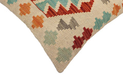 handmade Traditional Pillow Beige Rust Hand-Woven SQUARE 100% WOOL Hand woven turkish pillow2' x 2'